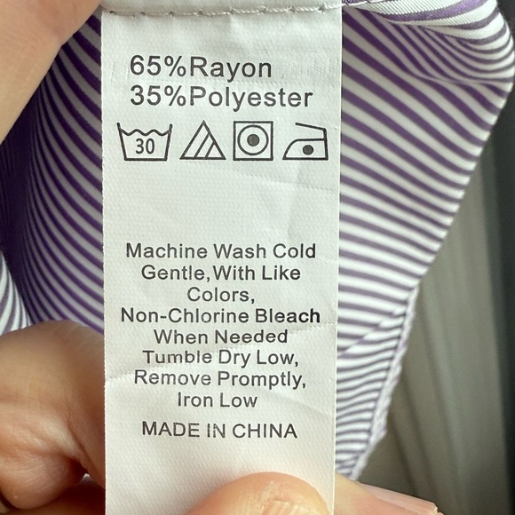 NWOT Purple and White Striped Button Down, Sz XL - Picture 5 of 6